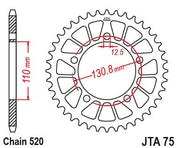 JT Sprockets Rear Racelite Aluminum Race Sprocket Black 43 Tooth 43T 520 Chain