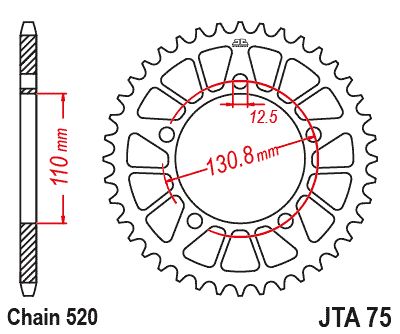 JT Sprockets Rear Racelite Aluminum Race Sprocket Black 43 Tooth 43T 520 Chain