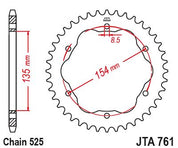 JT Sprockets Rear Racelite Aluminum Race Sprocket 38 Tooth 38T 525 Chain