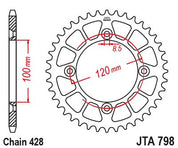 JT Sprockets Rear Racelite Aluminum Race Sprocket Black 49 Tooth 49T 428 Chain