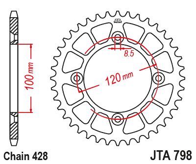 JT Sprockets Rear Racelite Aluminum Race Sprocket Black 49 Tooth 49T 428 Chain