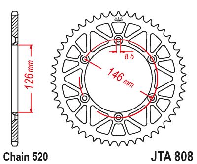 JT Sprockets Rear Racelite Aluminum Race Sprocket Black 47 Tooth 47T 520 Chain