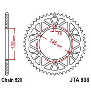 JT Sprockets Rear Racelite Aluminum Race Sprocket Black 50 Tooth 50T 520 Chain