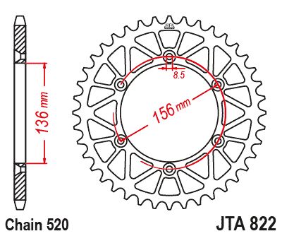 JT Sprockets Rear Racelite Aluminum Race Sprocket Black 45 Tooth 45T 520 Chain