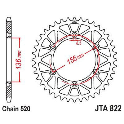 JT Sprockets Rear Racelite Aluminum Race Sprocket Black 51 Tooth 51T 520 Chain