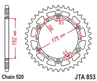 JT Sprockets Rear Racelite Aluminum Race Sprocket Black 48 Tooth 48T 520 Chain