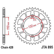 JT Sprockets Rear Racelite Aluminum Race Sprocket Orange 50 Tooth 50T 428 Chain