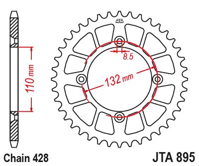 JT Sprockets Rear Racelite Aluminum Race Sprocket Orange 50 Tooth 50T 428 Chain