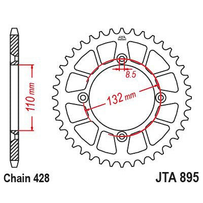 JT Sprockets Rear Racelite Aluminum Race Sprocket Orange 50 Tooth 50T 428 Chain