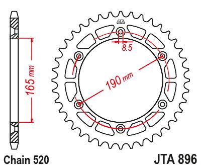 JT Sprockets Rear Racelite Aluminum Race Sprocket 52 Tooth 52T 520 Chain