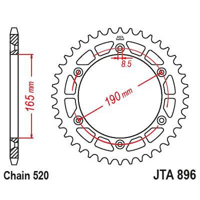 JT Sprockets Rear Racelite Aluminum Race Sprocket 52 Tooth 52T 520 Chain