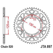 JT Sprockets Rear Racelite Aluminum Race Sprocket Red 51 Tooth 51T 520 Chain