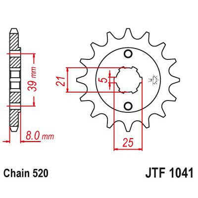 JT Sprockets Front Steel Sprocket 14 Tooth 14T 520 Chain JTF1041.14