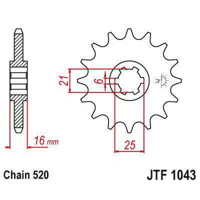 JT Sprockets Front Steel Sprocket 14 Tooth 14T 520 Chain JTF1043.14
