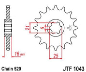 JT Sprockets Front Steel Sprocket 14 Tooth 14T 520 Chain For KYMCO Venox 250 2004-2009 JTF1043.14