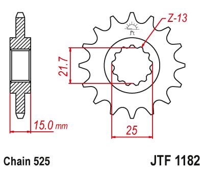 JT Sprockets Front Steel Sprocket 13 Tooth 13T 525 Chain JTF1182.13