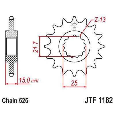 JT Sprockets Front Steel Sprocket 15 Tooth 15T 525 Chain JTF1182.15