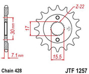 JT Sprockets Front Steel Sprocket 15 Tooth 15T 428 Chain JTF1257.15