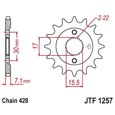 JT Sprockets Front Steel Sprocket 14 Tooth 14T 428 Chain JTF1257.14
