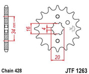 JT Sprockets Front Steel Countershaft Sprocket 13 Tooth 13T 428 Chain