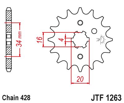 JT Sprockets Front Steel Countershaft Sprocket 13 Tooth 13T 428 Chain