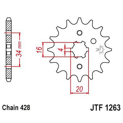 JT Sprockets Front Steel Countershaft Sprocket 12 Tooth 12T 428 Chain