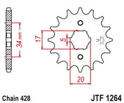 JT Sprockets Front Steel Sprocket 15 Tooth 15T 428 Chain JTF1264.15