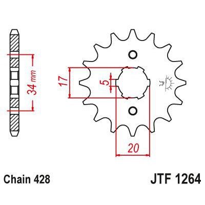 JT Sprockets Front Steel Sprocket 17 Tooth 17T 428 Chain JTF1264.17