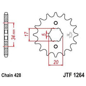 JT Sprockets Front Steel Sprocket 15 Tooth 15T 428 Chain For Kymco 125 Zing II 2008-2015 JTF1264.15