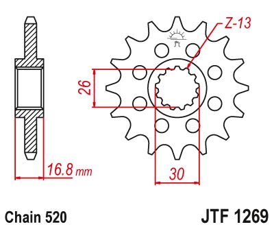 JT Sprockets Front Steel Countershaft Sprocket 16 Tooth 16T 520 Chain