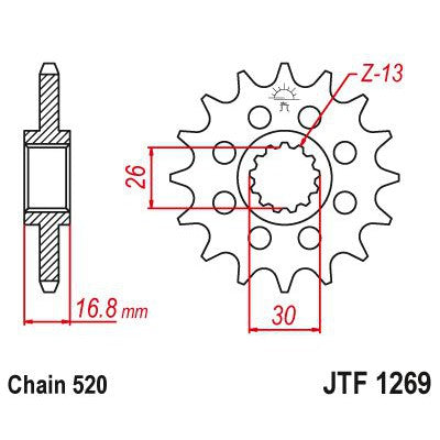 JT Sprockets Front Steel Countershaft Sprocket 16 Tooth 16T 520 Chain