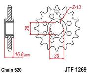 JT Sprockets Front Steel Countershaft Sprocket 16 Tooth 16T 520 Chain For Honda CBR600RR 3,4,5,6 2003-2006 JTF1269.16