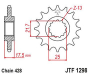 JT Sprockets Front Steel Countershaft Sprocket 17 Tooth 17T 428 Chain