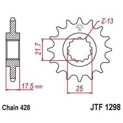 JT Sprockets Front Steel Countershaft Sprocket 17 Tooth 17T 428 Chain