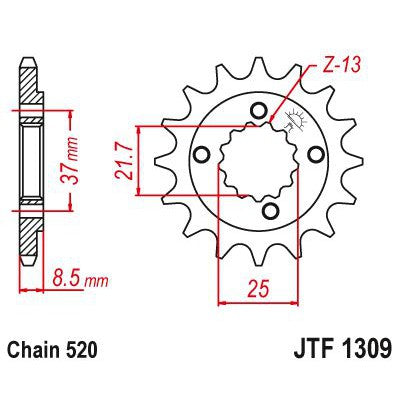 JT Sprockets Front Steel Countershaft Sprocket 14 Tooth 14T 520 Chain