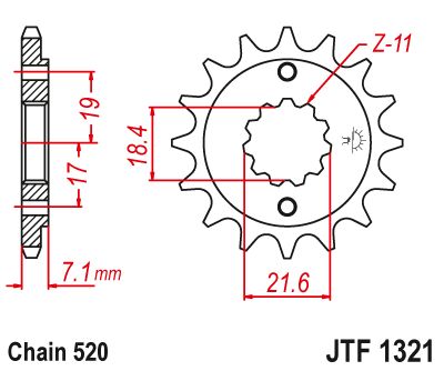 JT Sprockets Front Steel Countershaft Sprocket 13 Tooth 13T 520 Chain