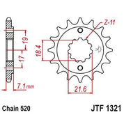 JT Sprockets Front Steel Countershaft Sprocket 13 Tooth 13T 520 Chain For Honda CBF250 2004-2005 JTF1321.13