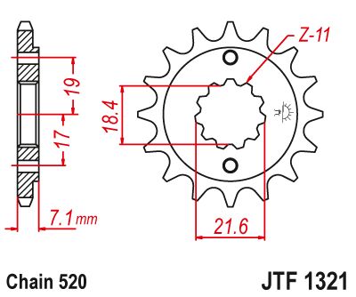 JT Sprockets Front Steel Countershaft Sprocket 13 Tooth 13T 520 Chain For Honda XR250 Baja 1997-2007 JTF1321.13