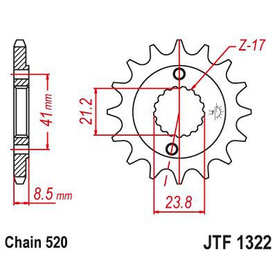 JT Sprockets Front Steel Countershaft Sprocket 15 Tooth 15T 520 Chain