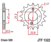 JT Sprockets Front Steel Countershaft Sprocket 15 Tooth 15T 520 Chain For Honda Sportrax 400 TRX400EX 2x4 1999-2004 JTF1322.15
