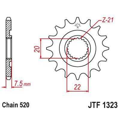 JT Sprockets Front Steel Sprocket 13 Tooth 13T 520 Chain JTF1323.13