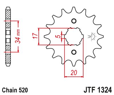 JT Sprockets Front Steel Countershaft Sprocket 14 Tooth 14T 520 Chain