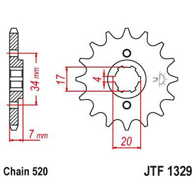 JT Sprockets Front Steel Sprocket 14 Tooth 14T 520 Chain JTF1329.14