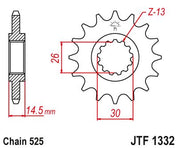 JT Sprockets Front Steel Countershaft Sprocket 14 Tooth 14T 525 Chain