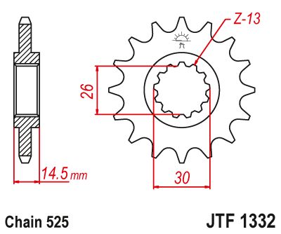 JT Sprockets Front Steel Countershaft Sprocket 14 Tooth 14T 525 Chain