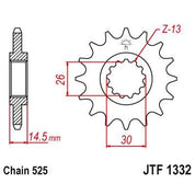 JT Sprockets Front Steel Countershaft Sprocket 15 Tooth 15T 525 Chain For Honda CB750 Four F2-1 2001-2003 JTF1332.15