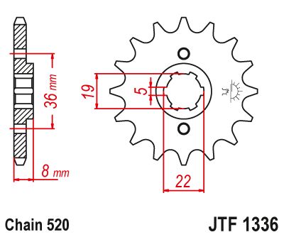 JT Sprockets Front Steel Countershaft Sprocket 14 Tooth 14T 520 Chain