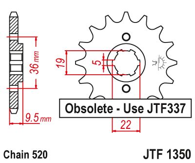 JT Sprockets Front Steel Sprocket 13 Tooth 13T 520 Chain JTF1350.13