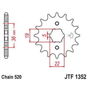 JT Sprockets Front Steel Countershaft Sprocket 14 Tooth 14T 520 Chain