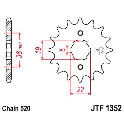 JT Sprockets Front Steel Countershaft Sprocket 14 Tooth 14T 520 Chain